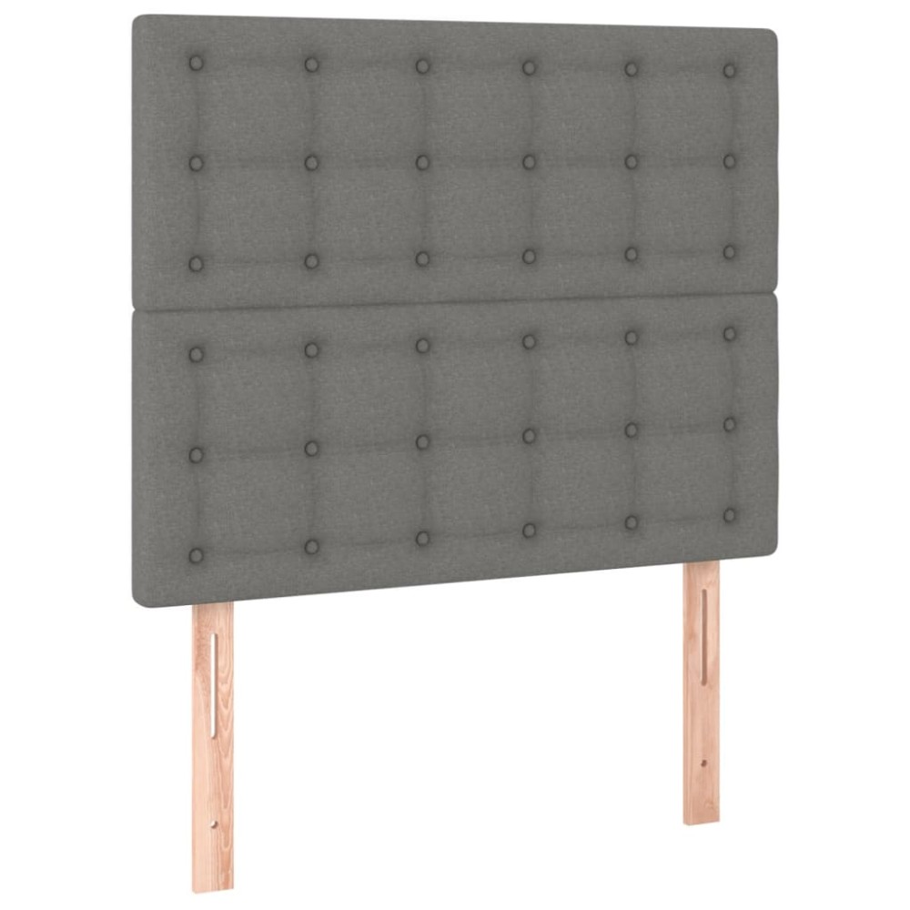 vidaXL Tăblii de pat, 2 buc, gri închis, 90x5x78/88 cm, textil
