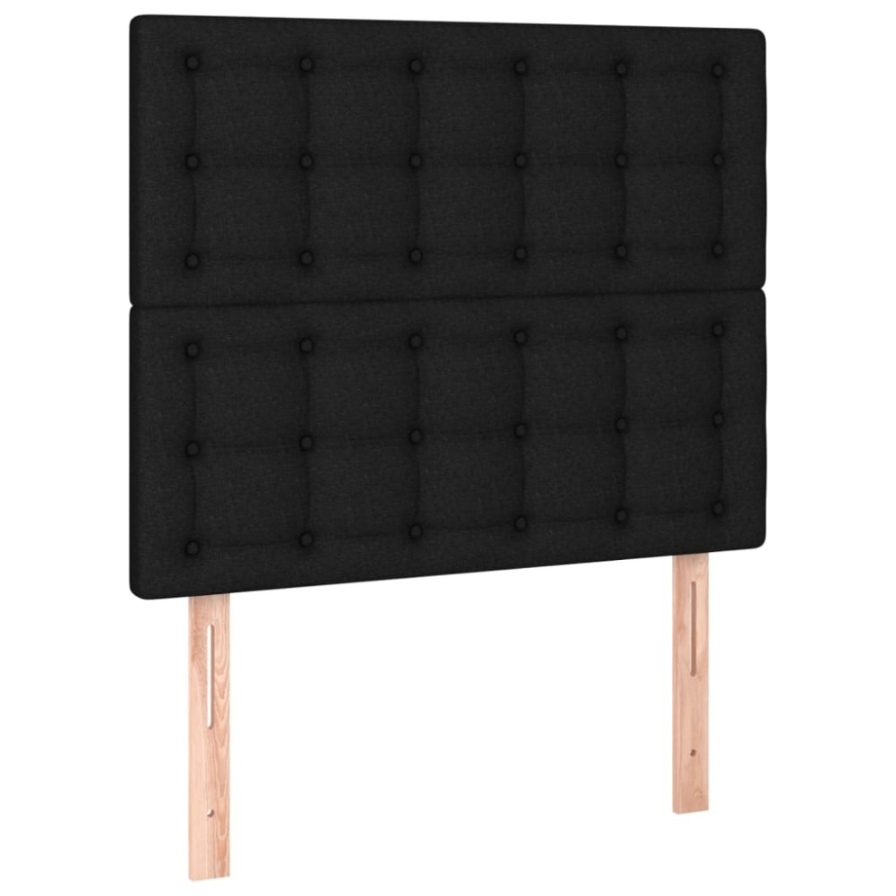 vidaXL Tăblii de pat, 2 buc, negru, 90x5x78/88 cm, textil