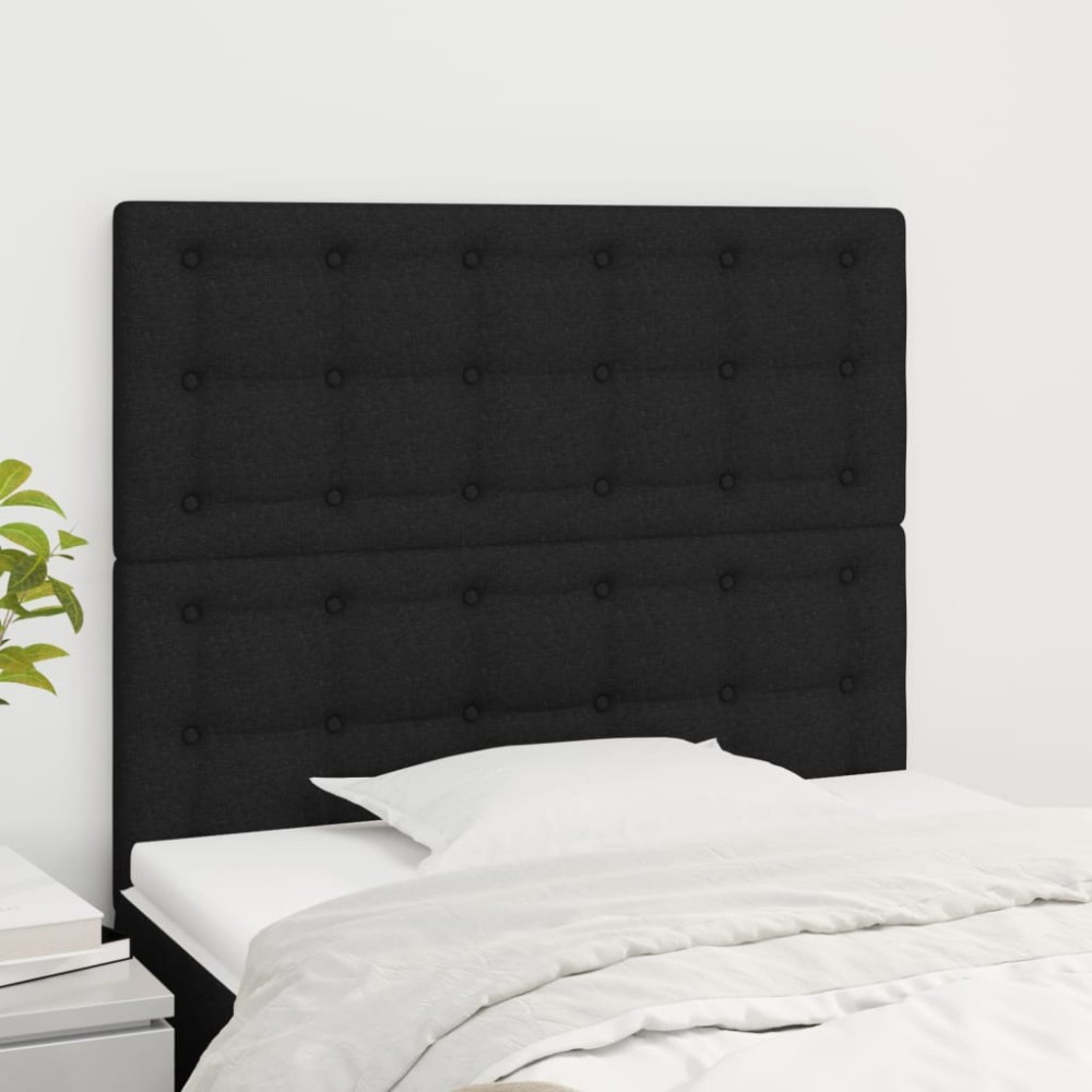 vidaXL Tăblii de pat, 2 buc, negru, 90x5x78/88 cm, textil
