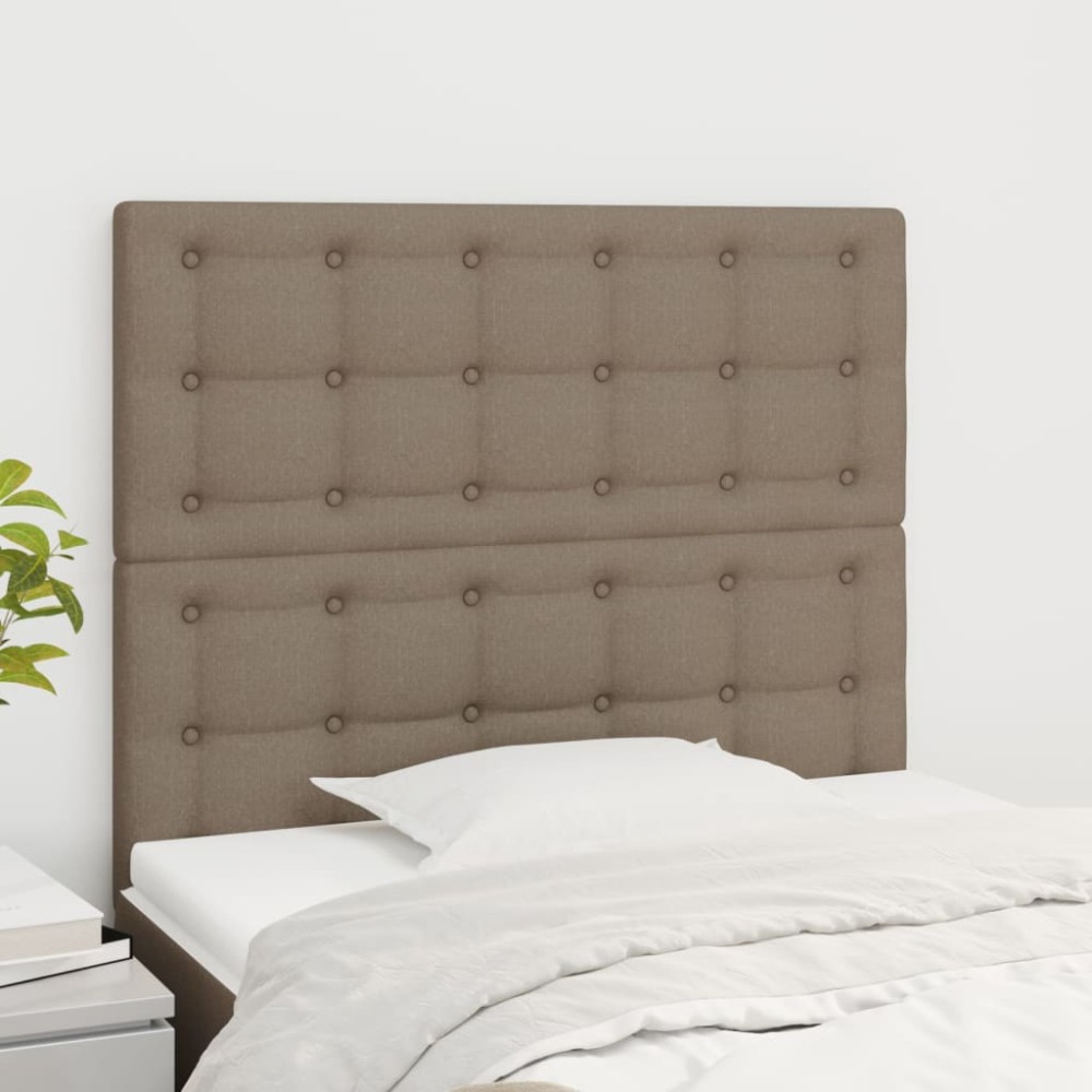 vidaXL Tăblii de pat, 2 buc, gri taupe, 90x5x78/88 cm, textil