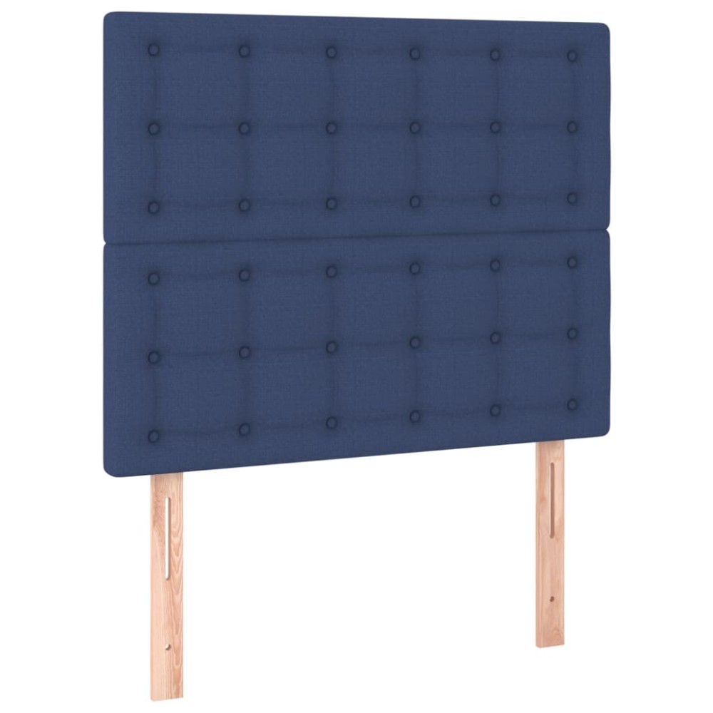 vidaXL Tăblii de pat, 2 buc, albastru, 90x5x78/88 cm, textil