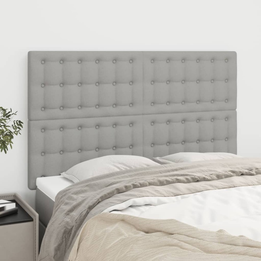 vidaXL Tăblii de pat, 4 buc, gri deschis, 72x5x78/88 cm, textil