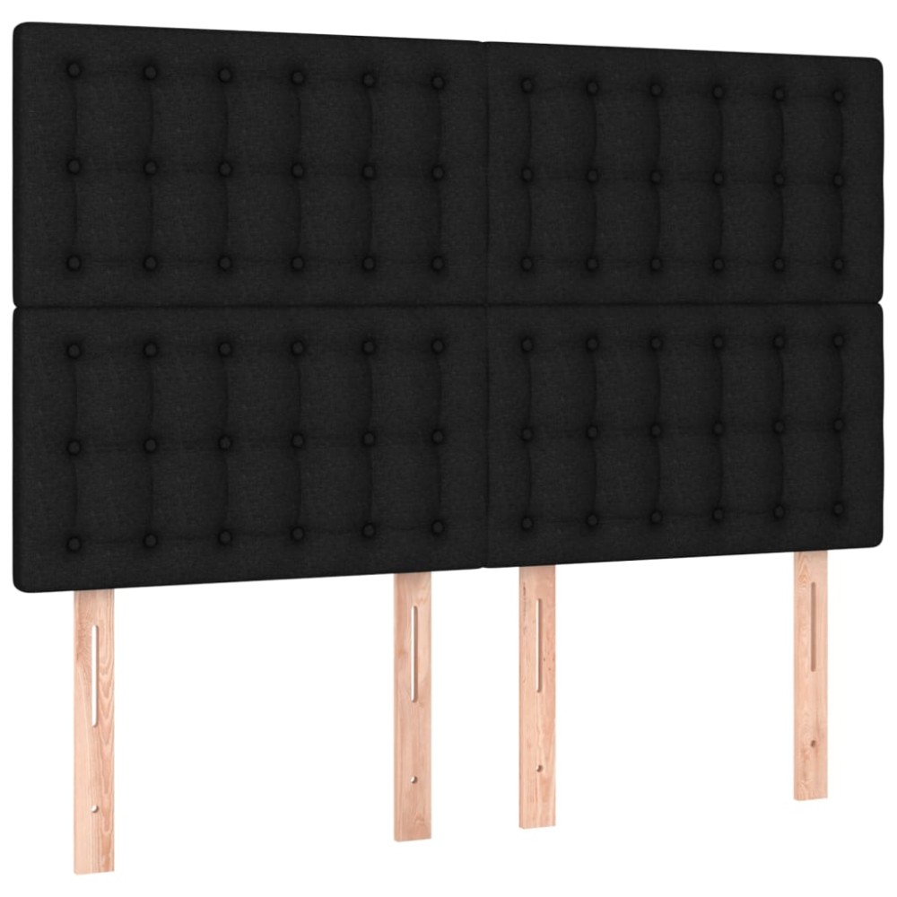 vidaXL Tăblii de pat, 4 buc, negru, 72x5x78/88 cm, textil