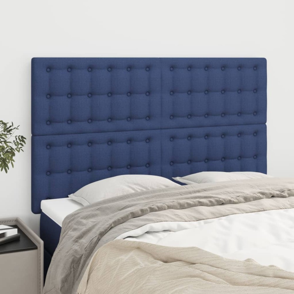 vidaXL Tăblii de pat, 4 buc, albastru, 72x5x78/88 cm, textil