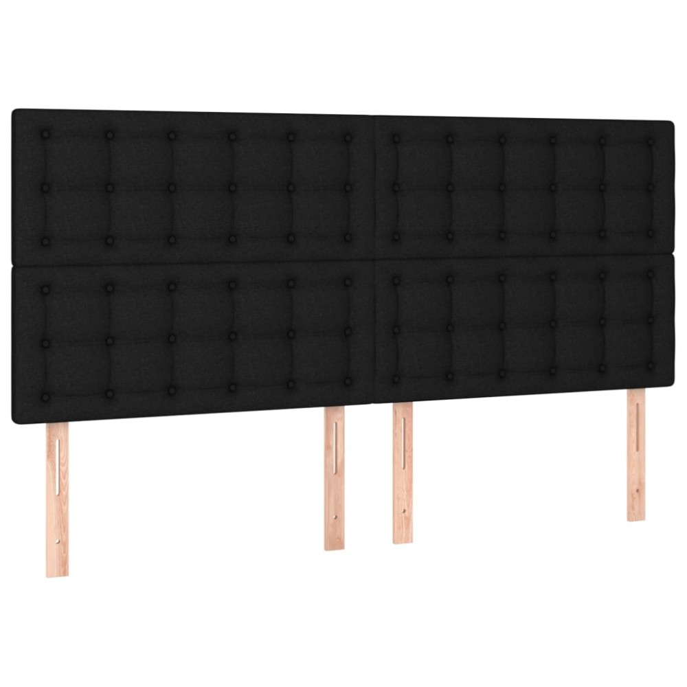 vidaXL Tăblii de pat, 4 buc, negru, 90x5x78/88 cm, textil