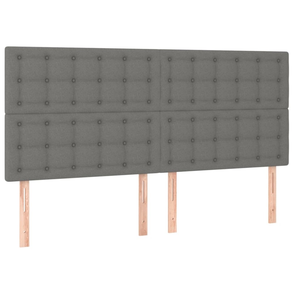 vidaXL Tăblii de pat, 4 buc, gri închis, 100x5x78/88 cm, textil