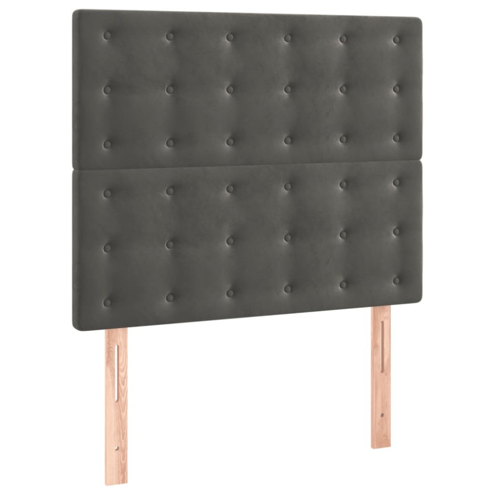 vidaXL Tăblii de pat, 2 buc, gri închis, 90x5x78/88 cm, catifea