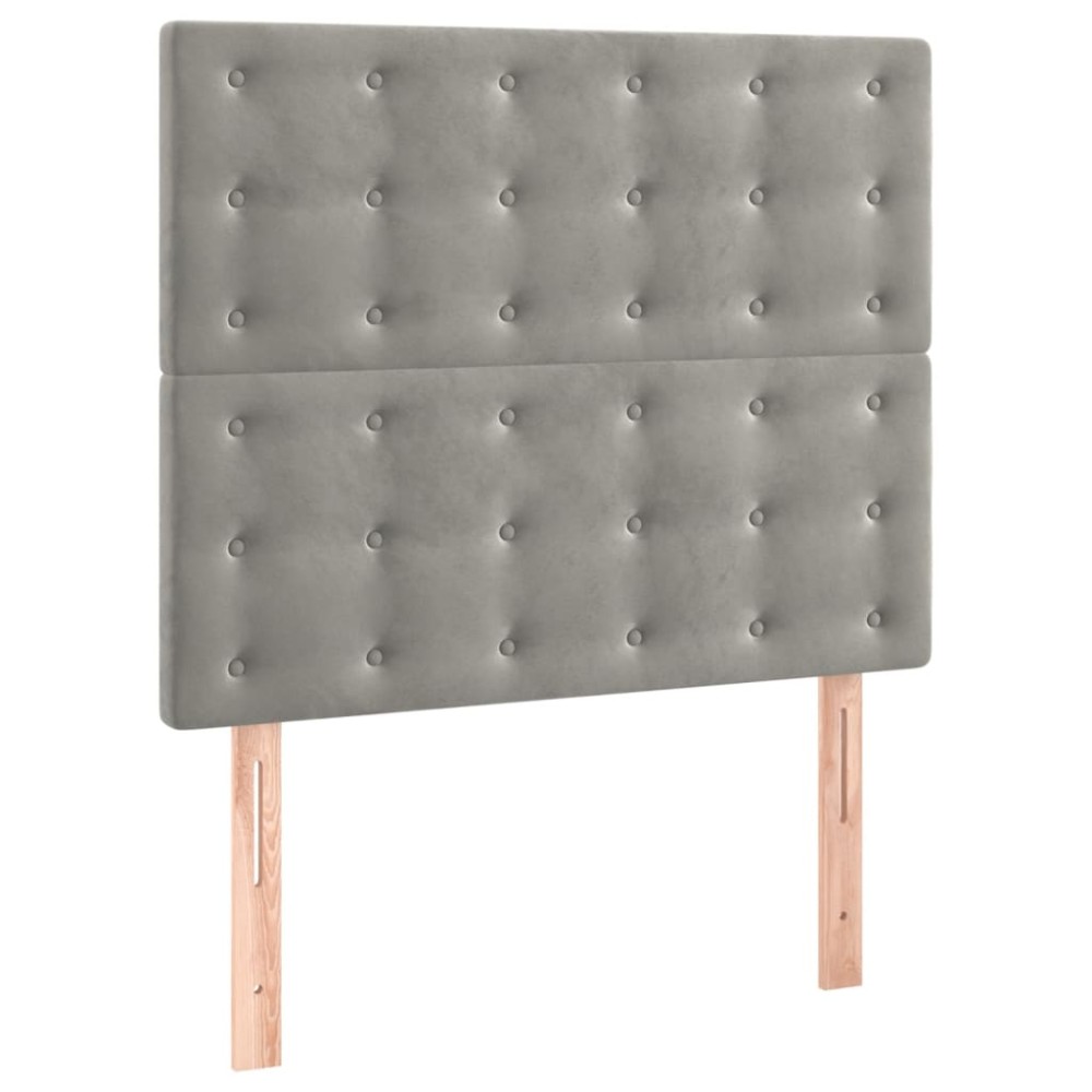 vidaXL Tăblii de pat, 2 buc, gri deschis, 100x5x78/88 cm, catifea