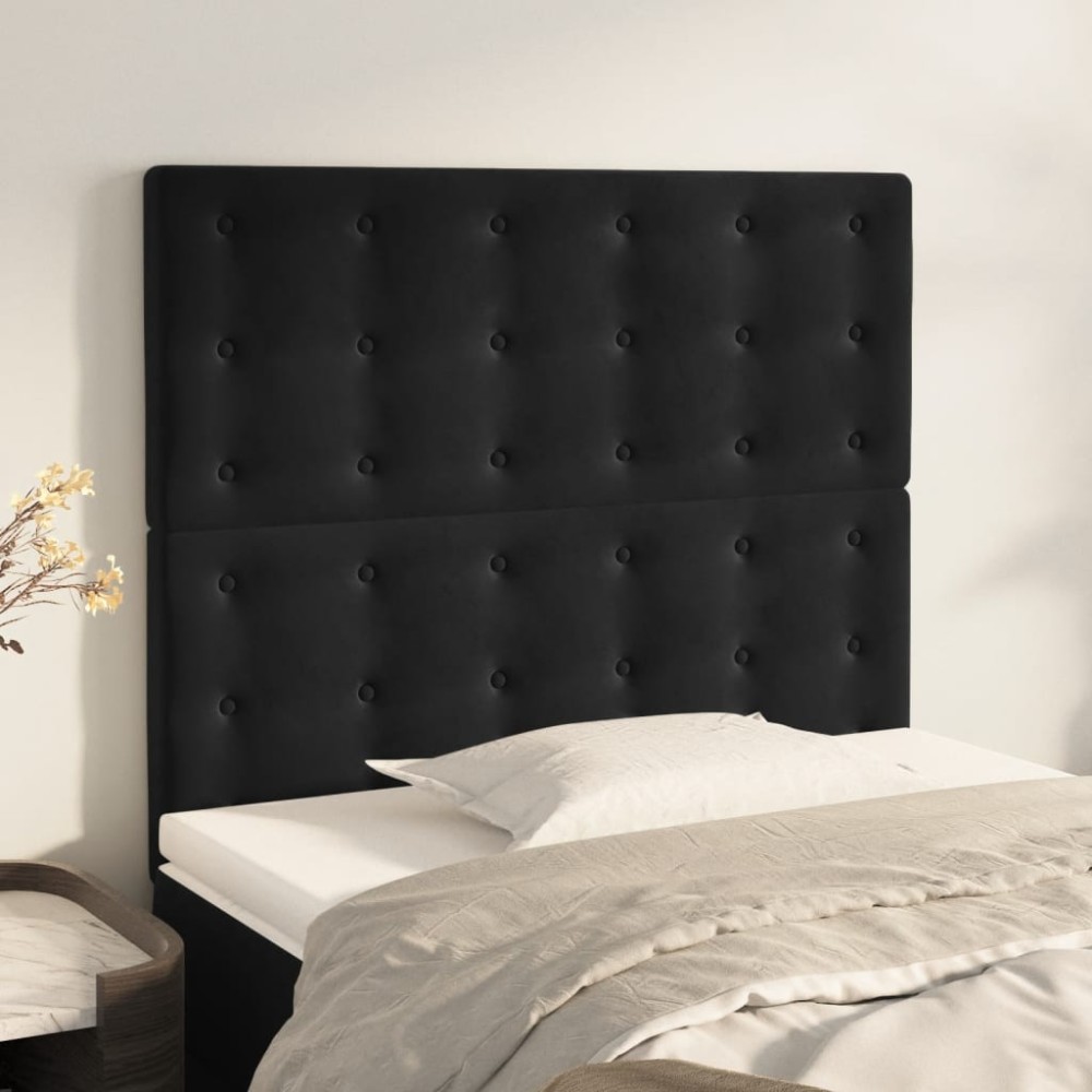 vidaXL Tăblii de pat, 2 buc, negru, 100x5x78/88 cm, catifea