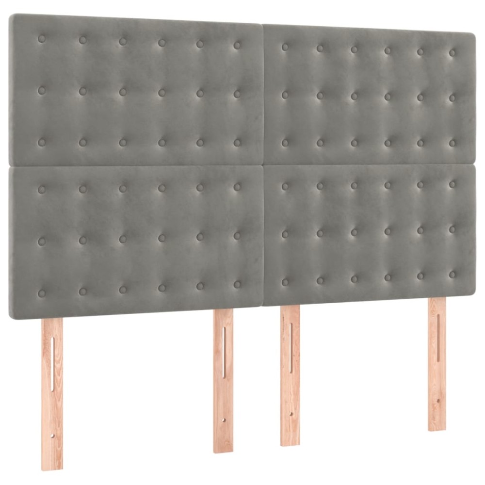 vidaXL Tăblii de pat, 4 buc, gri deschis, 72x5x78/88 cm, catifea
