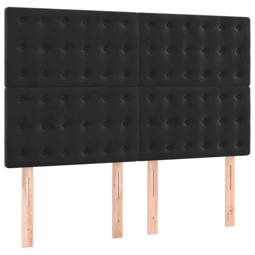 vidaXL Tăblii de pat, 4 buc, negru, 72x5x78/88 cm, catifea