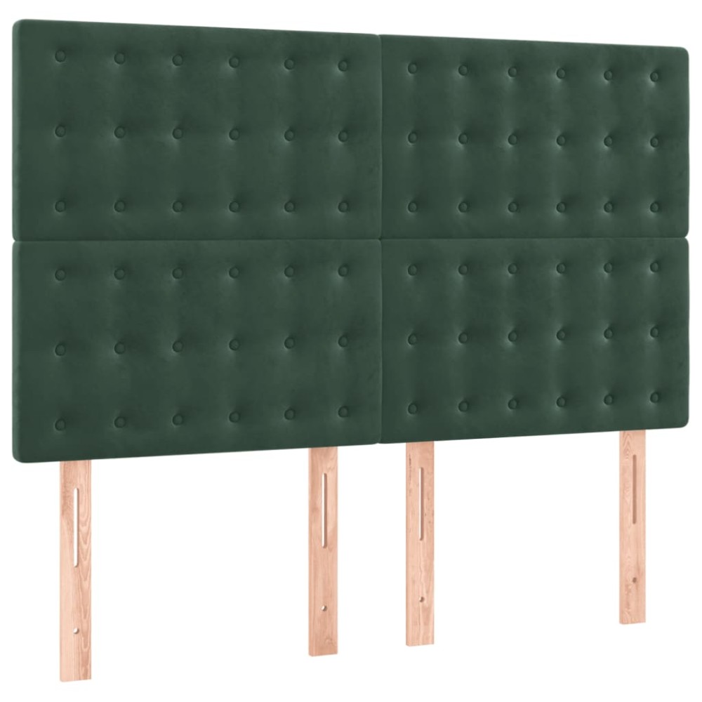 vidaXL Tăblii de pat, 4 buc, verde închis, 72x5x78/88 cm, catifea