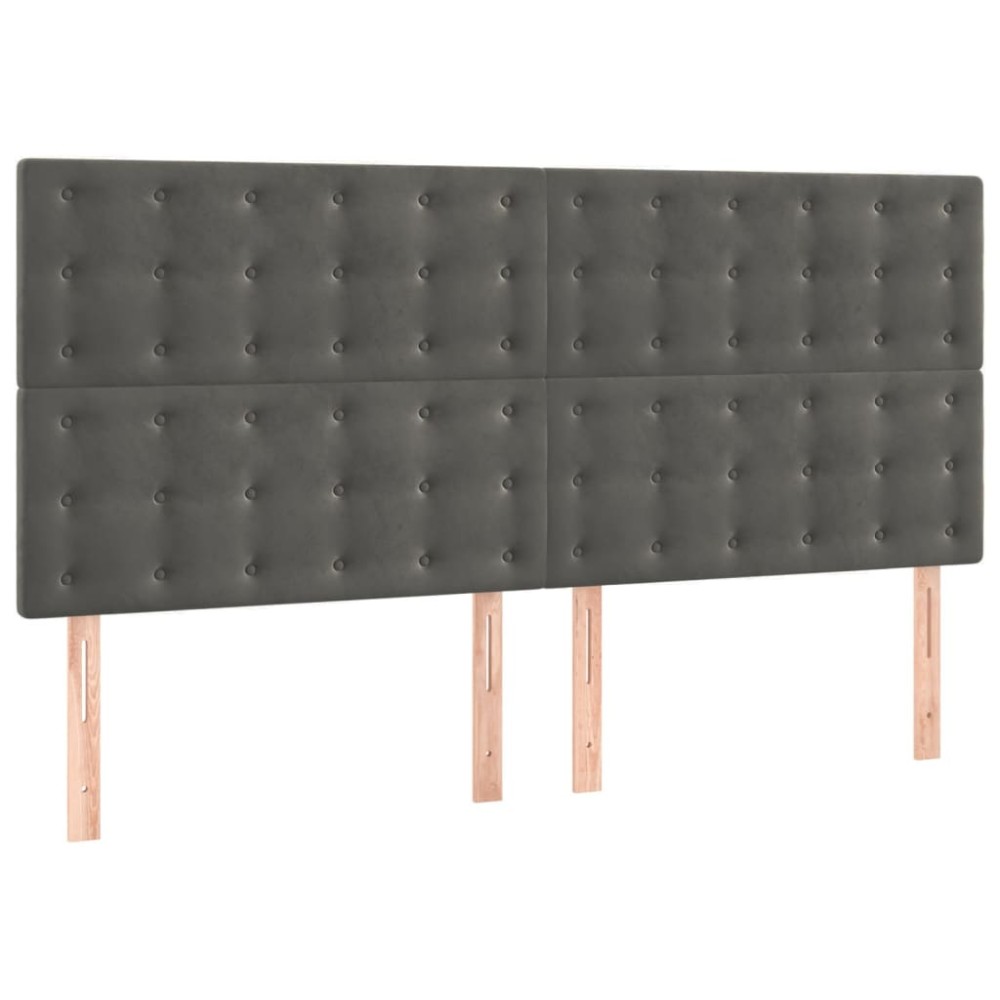 vidaXL Tăblii de pat, 4 buc, gri închis, 80x5x78/88 cm, catifea