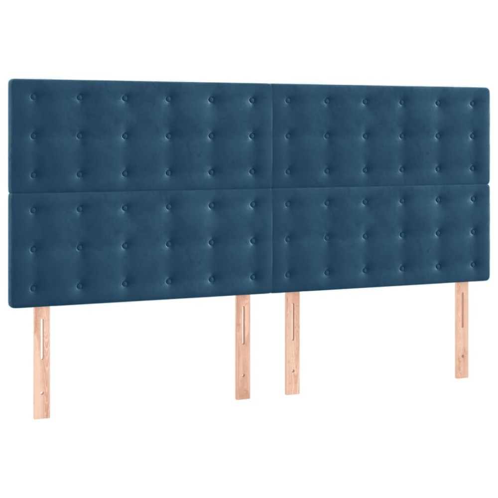 vidaXL Tăblii de pat, 4 buc, albastru închis, 80x5x78/88 cm, catifea