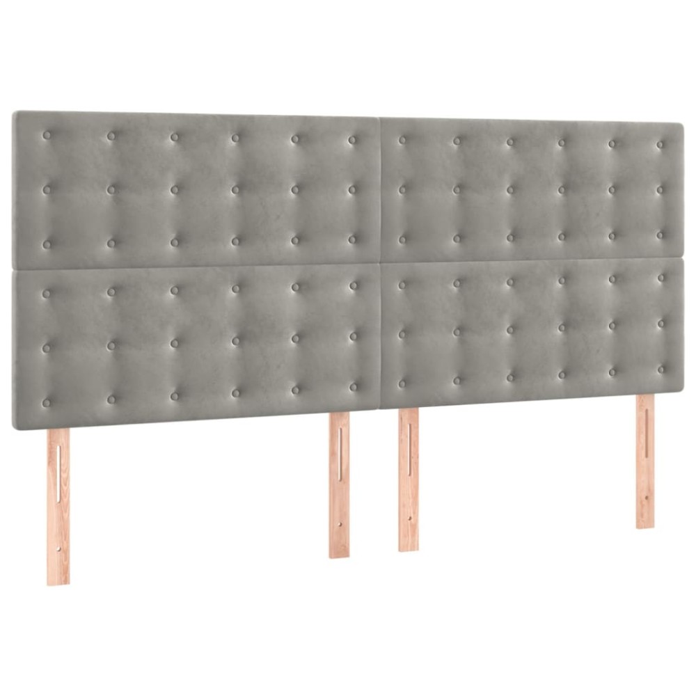 vidaXL Tăblii de pat, 4 buc, gri deschis, 90x5x78/88 cm, catifea