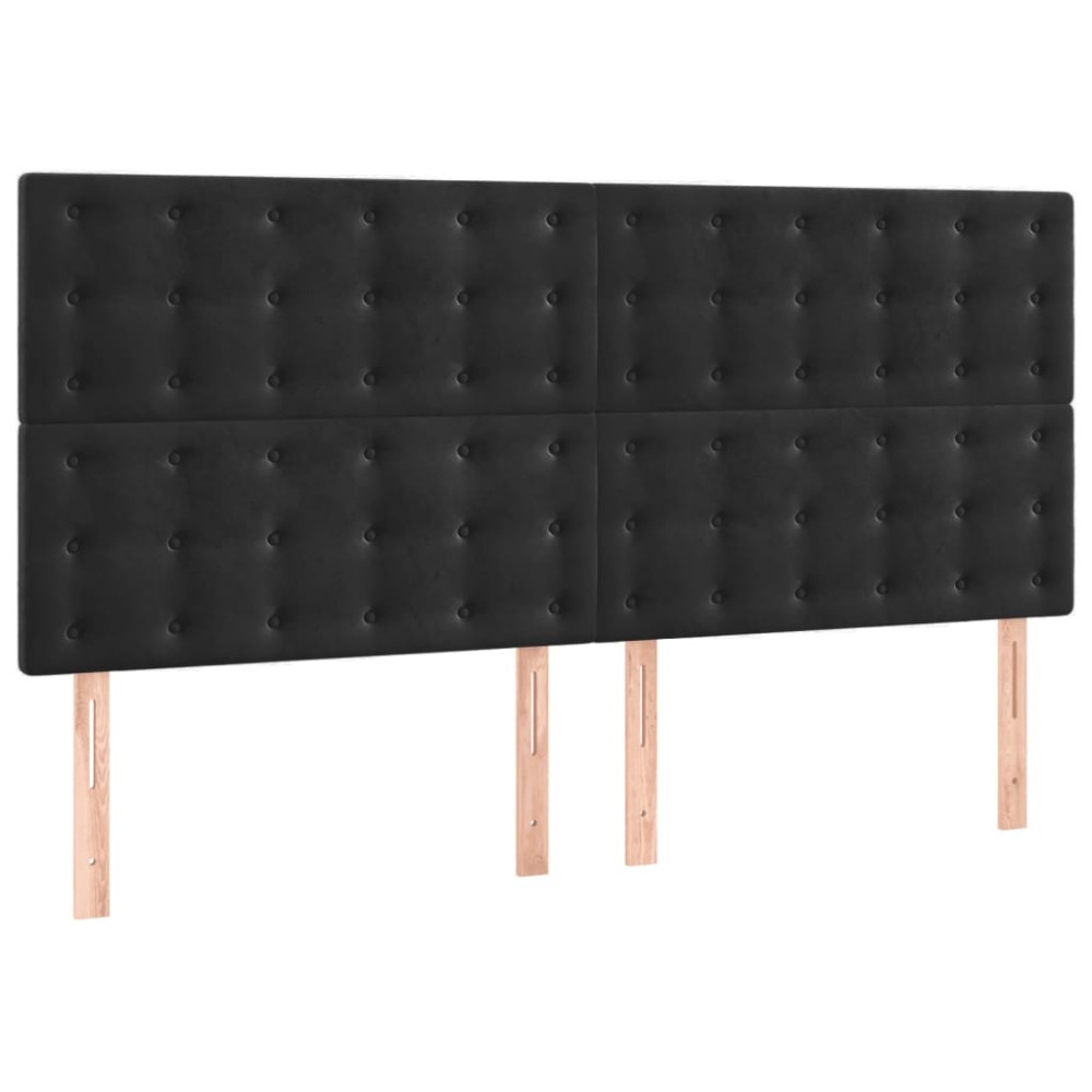 vidaXL Tăblii de pat, 4 buc, negru, 90x5x78/88 cm, catifea