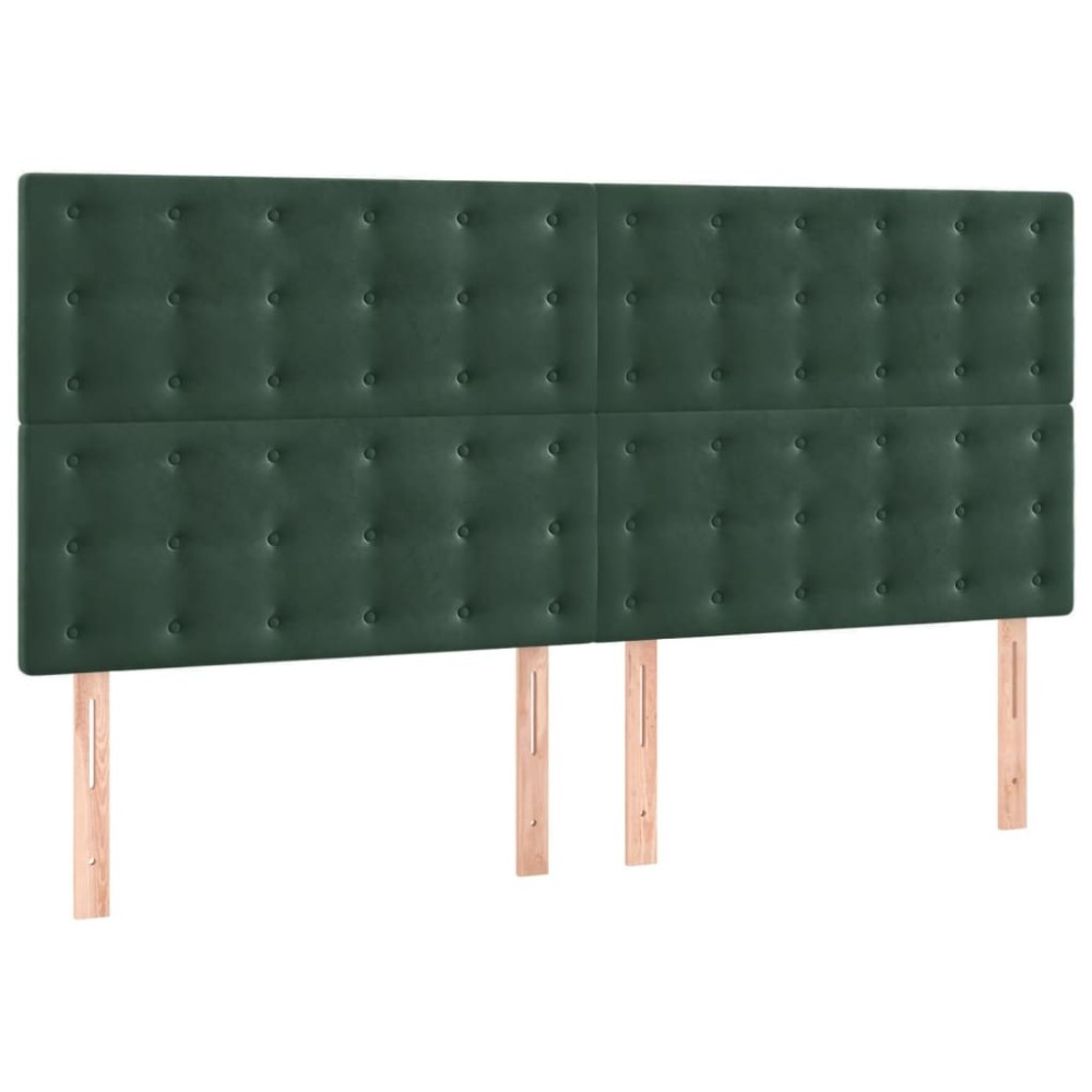 vidaXL Tăblii de pat, 4 buc, verde închis, 90x5x78/88 cm, catifea