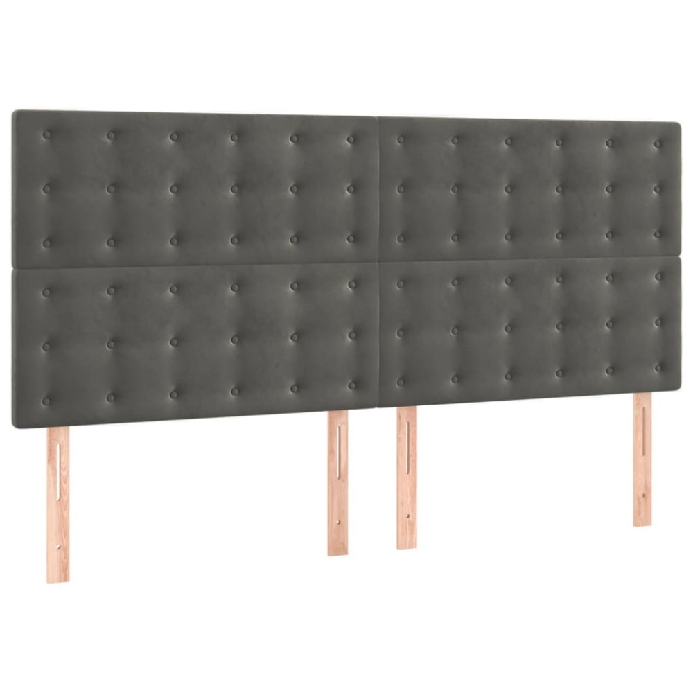 vidaXL Tăblii de pat, 4 buc, gri închis, 100x5x78/88 cm, catifea