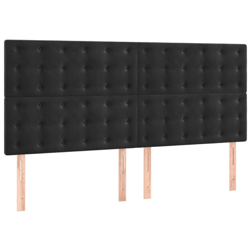 vidaXL Tăblii de pat, 4 buc, negru, 100x5x78/88 cm, catifea