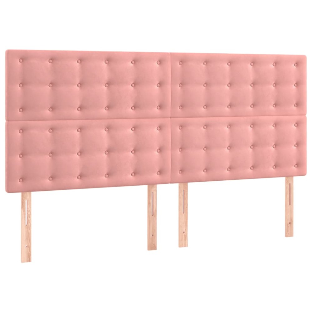 vidaXL Tăblii de pat, 4 buc, roz, 100x5x78/88 cm, catifea