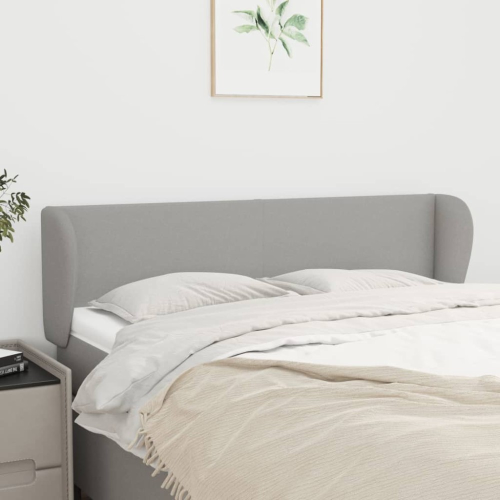 vidaXL Tăblie de pat cu aripioare gri deschis 147x23x78/88 cm textil