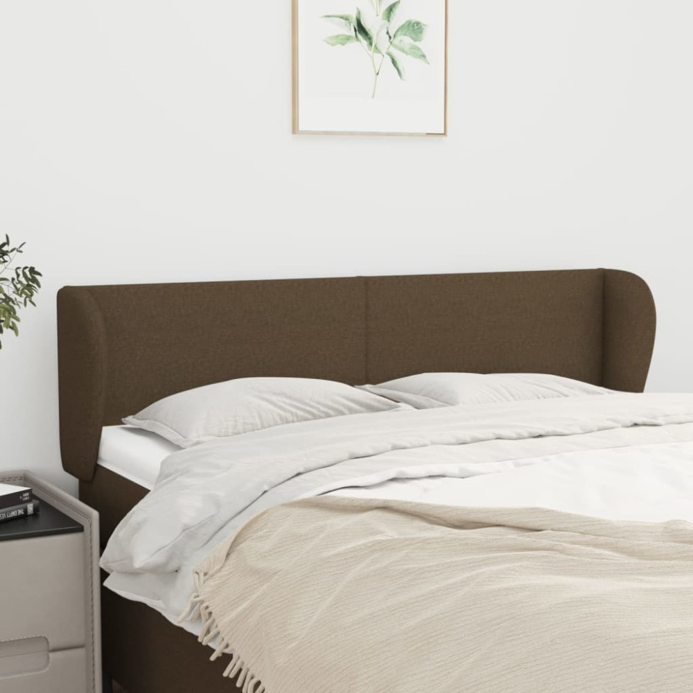 vidaXL Tăblie de pat cu aripioare maro închis 147x23x78/88 cm textil