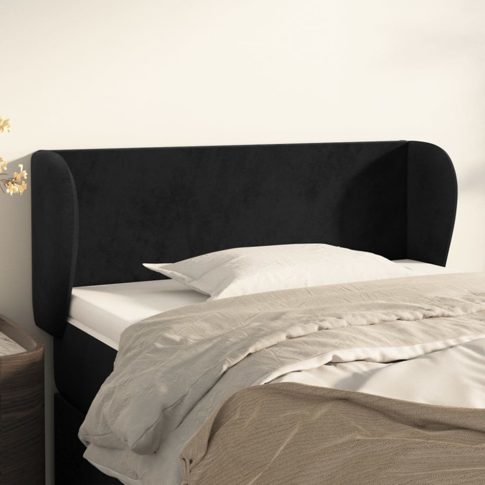 vidaXL Tăblie de pat cu aripioare negru 93x23x78/88 cm catifea