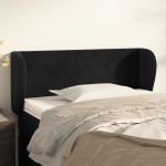 vidaXL Tăblie de pat cu aripioare negru 93x23x78/88 cm catifea