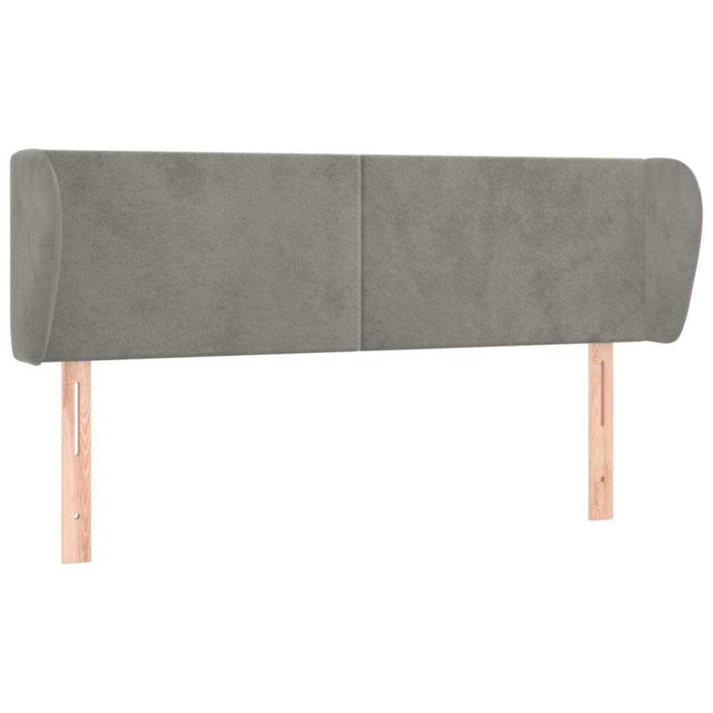 vidaXL Tăblie de pat cu aripioare gri deschis 147x23x78/88 cm catifea