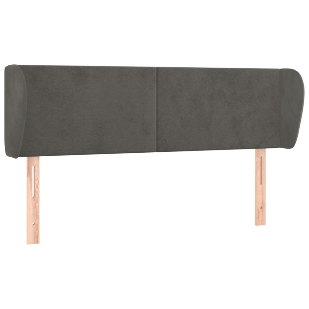 vidaXL Tăblie de pat cu aripioare gri închis 147x23x78/88 cm catifea