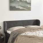 vidaXL Tăblie de pat cu aripioare gri închis 147x23x78/88 cm catifea vidaXL Tăblie de pat cu aripioare gri închis 147x23x78/88 cm catifea