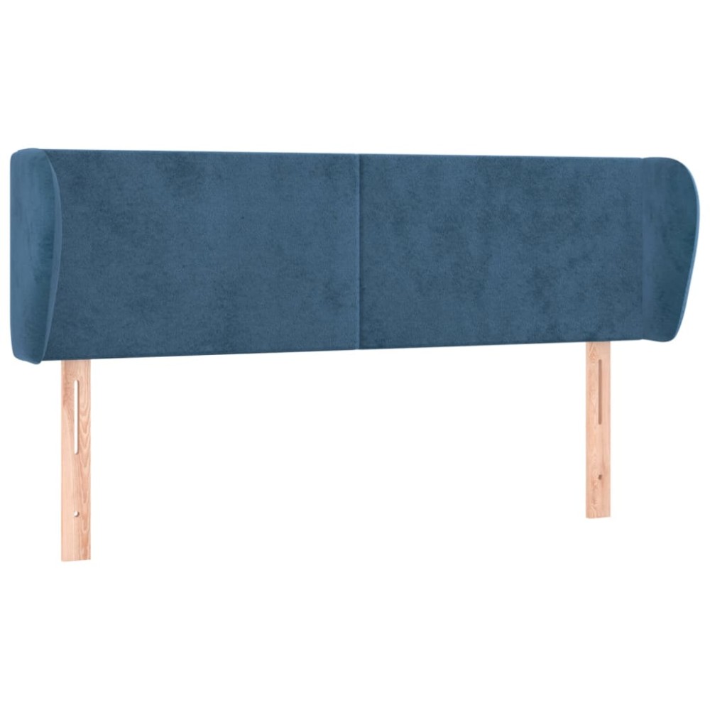 vidaXL Tăblie pat cu aripioare albastru închis 147x23x78/88 cm catifea