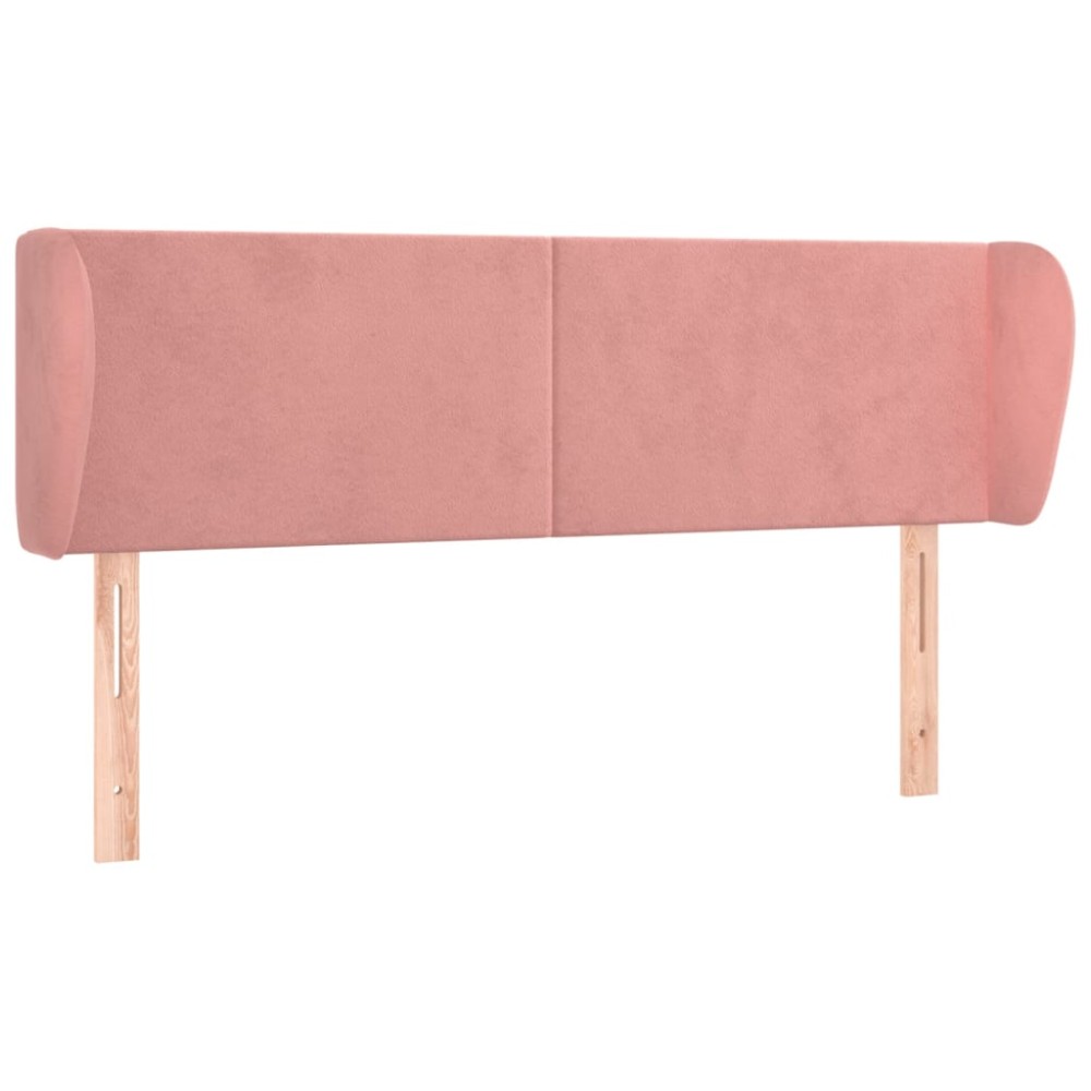 vidaXL Tăblie de pat cu aripioare roz 147x23x78/88 cm catifea