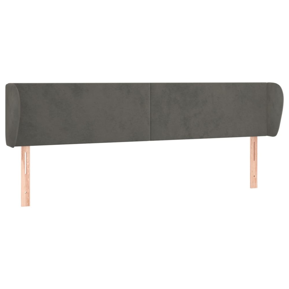 vidaXL Tăblie de pat cu aripioare gri închis 163x23x78/88 cm catifea