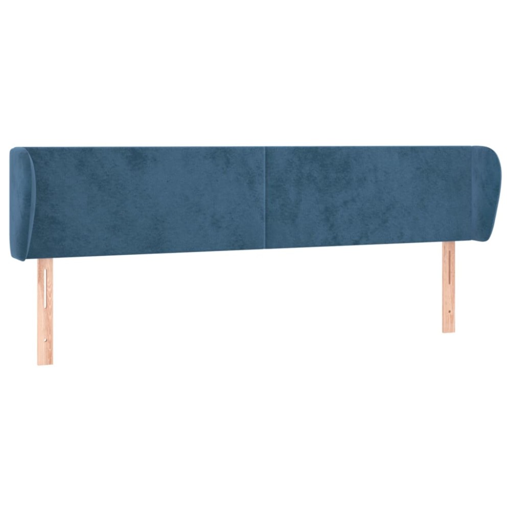 vidaXL Tăblie pat cu aripioare albastru închis 163x23x78/88 cm catifea