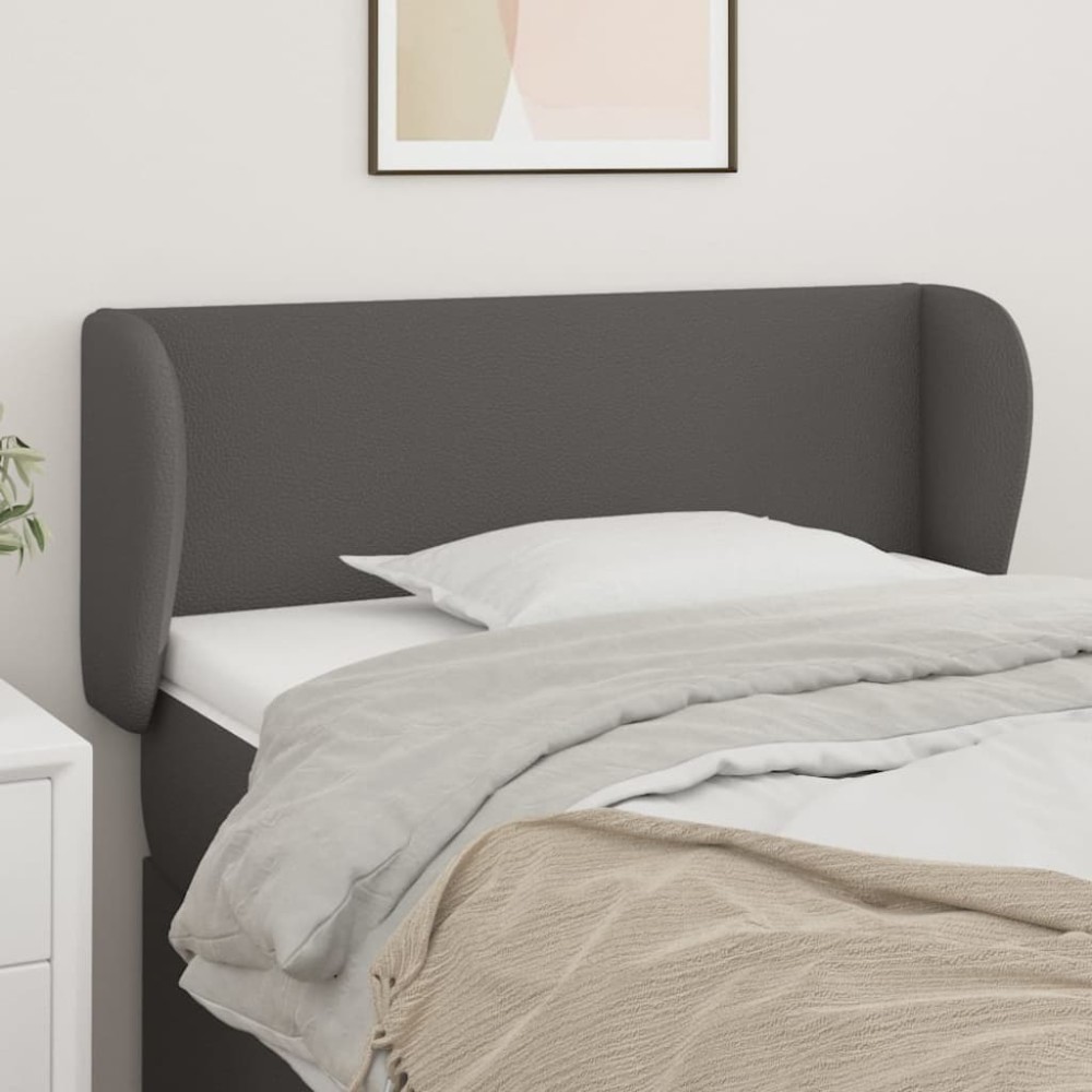 vidaXL Tăblie de pat cu aripioare gri 103x23x78/88 cm piele ecologică