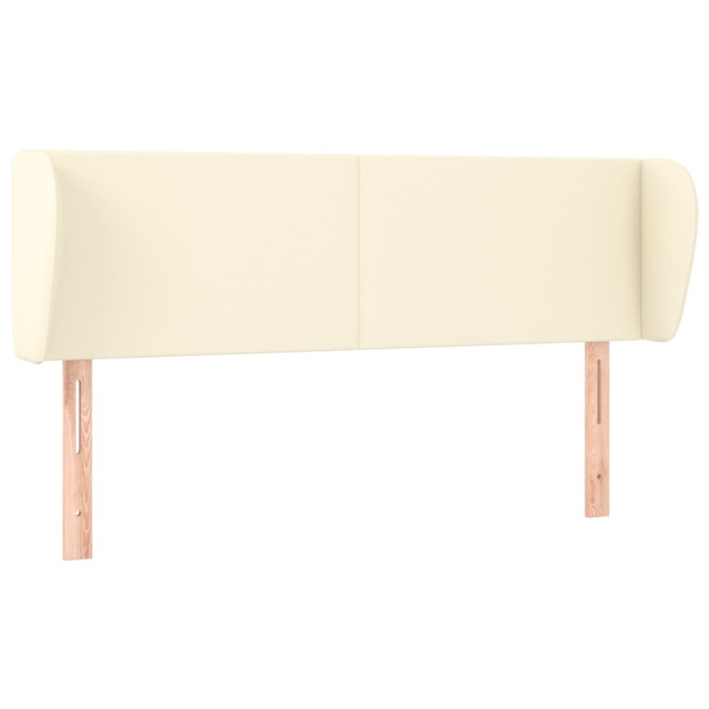 vidaXL Tăblie de pat cu aripioare crem 147x23x78/88 cm piele ecologică