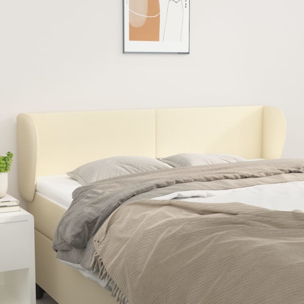 vidaXL Tăblie de pat cu aripioare crem 147x23x78/88 cm piele ecologică