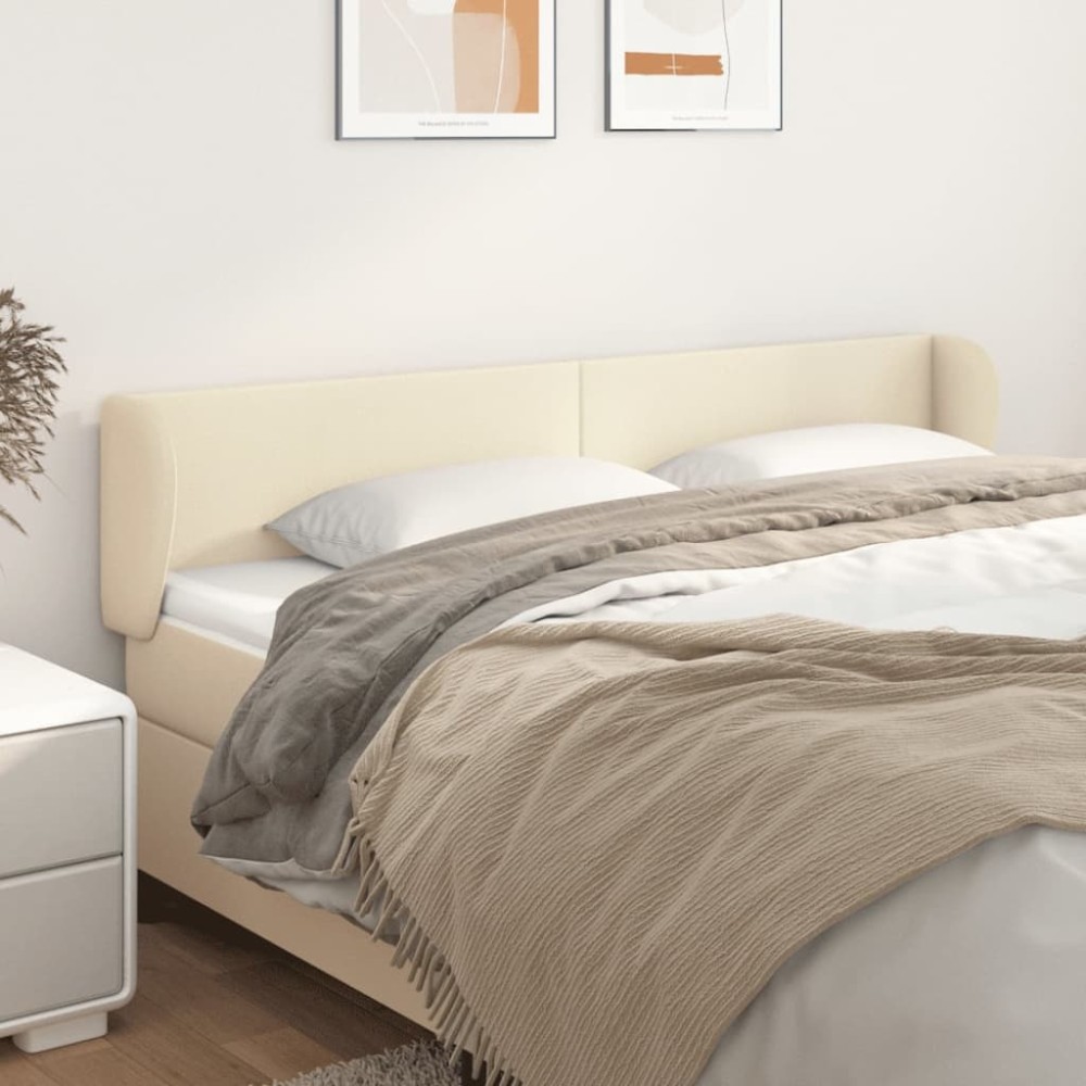 vidaXL Tăblie de pat cu aripioare crem 183x23x78/88 cm piele ecologică