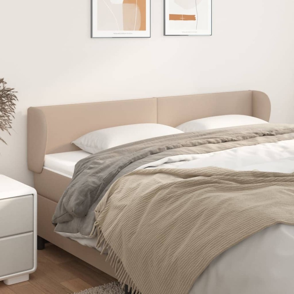 vidaXL Tăblie pat cu aripioare cappuccino 203x23x78/88cm piele eco