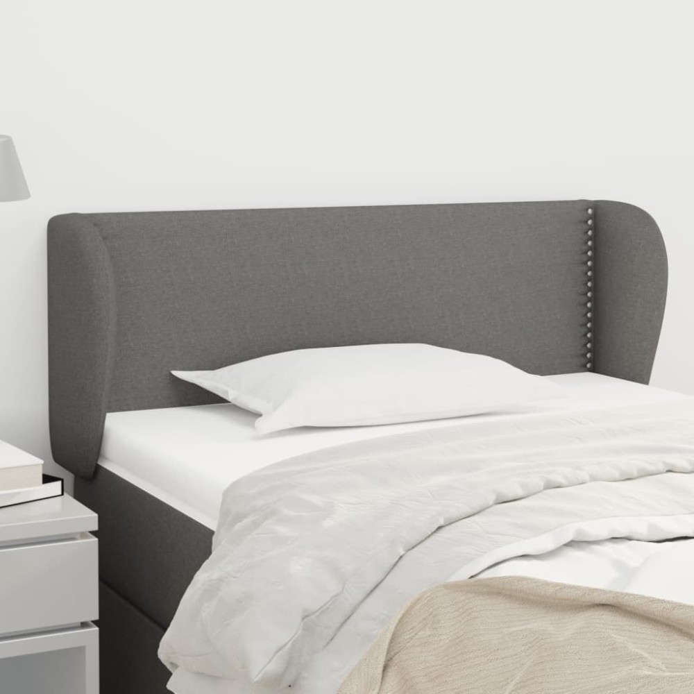 vidaXL Tăblie de pat cu aripioare gri închis 103x23x78/88 cm textil