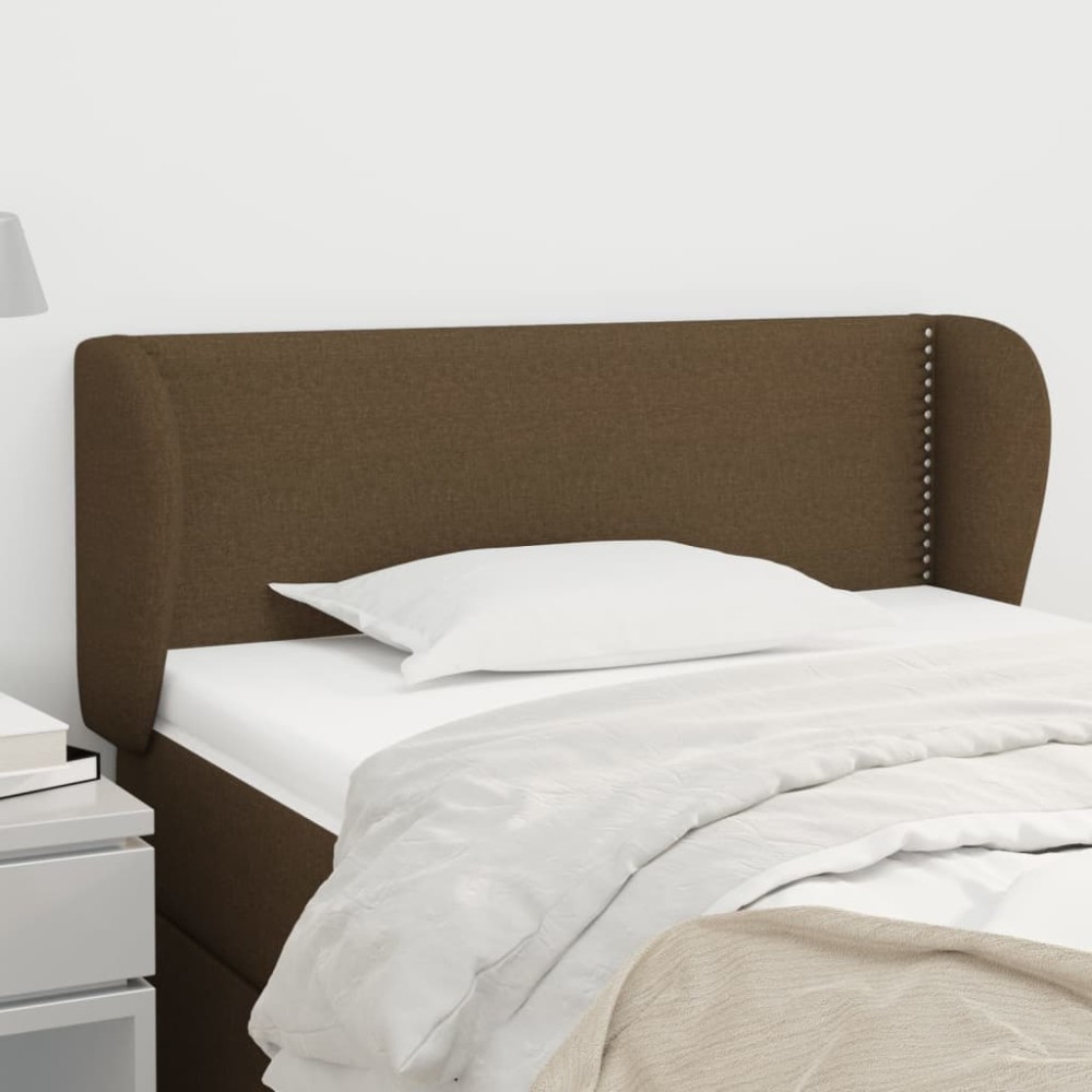 vidaXL Tăblie de pat cu aripioare maro închis 103x23x78/88 cm textil