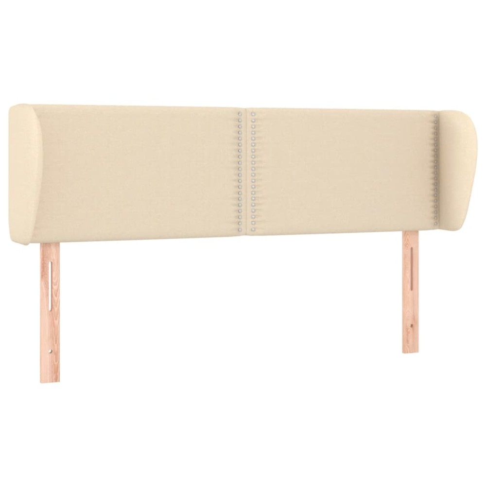 vidaXL Tăblie de pat cu aripioare crem 147x23x78/88 cm material textil