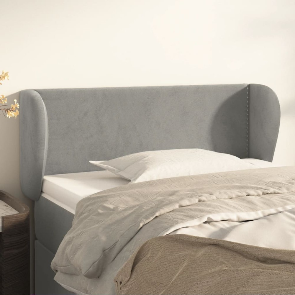 vidaXL Tăblie de pat cu aripioare gri deschis 93x23x78/88 cm catifea