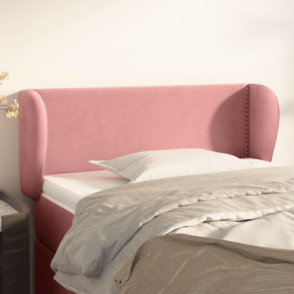 vidaXL Tăblie de pat cu aripioare roz 103x23x78/88 cm catifea