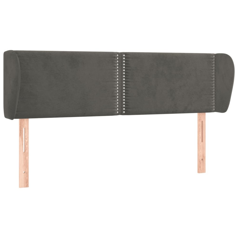vidaXL Tăblie de pat cu aripioare gri închis 147x23x78/88 cm catifea