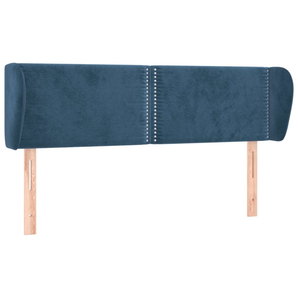 vidaXL Tăblie pat cu aripioare albastru închis 147x23x78/88 cm catifea