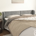 vidaXL Tăblie de pat cu aripioare gri deschis 163x23x78/88 cm catifea