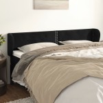 vidaXL Tăblie de pat cu aripioare negru 163x23x78/88 cm catifea