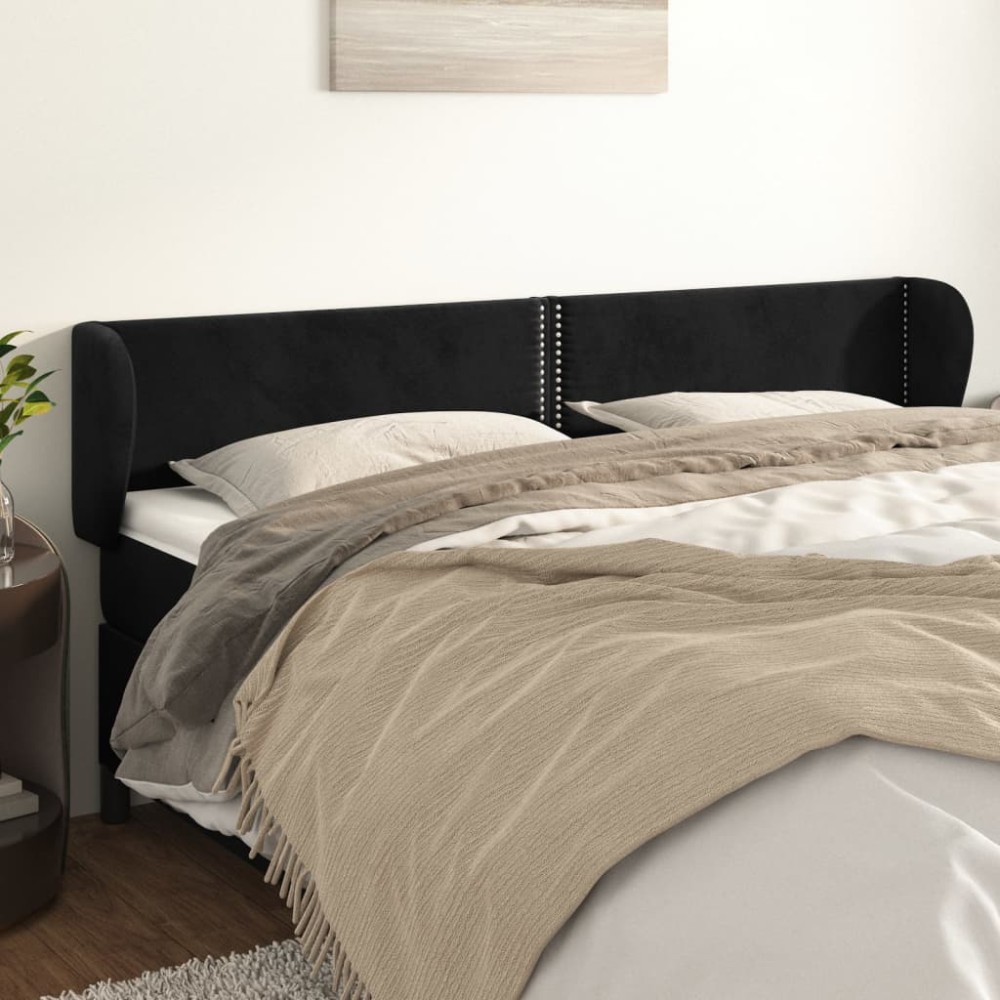 vidaXL Tăblie de pat cu aripioare negru 183x23x78/88 cm catifea